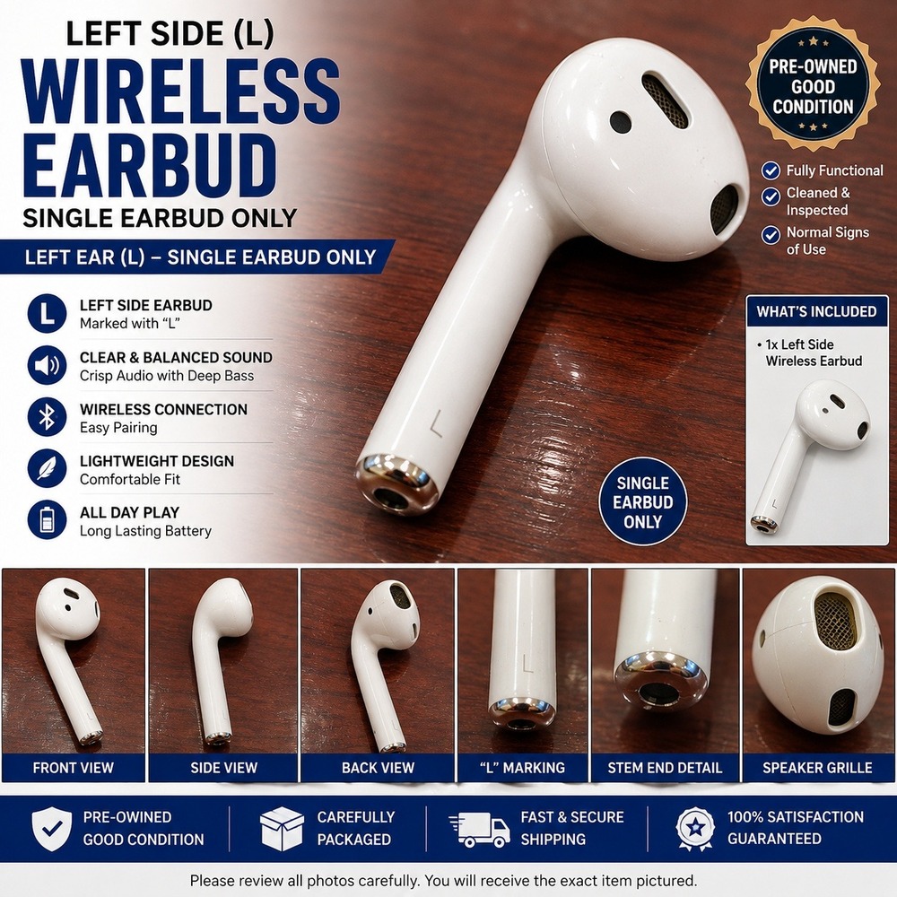 Apple AirPods 1st Gen Left Earbud Only Replacement White A1523 Wireless L Side